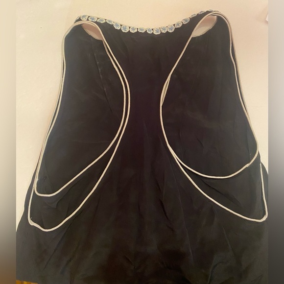 BCBG MAXAZRIA Silk Embellished Beaded Lined V Neck Racerback Dress w/pockets Sm - Picture 6 of 10